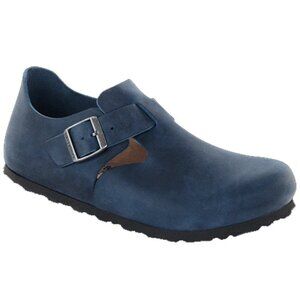 Birkenstock London Oiled Leather Clog Navy new in box 39 Narrow